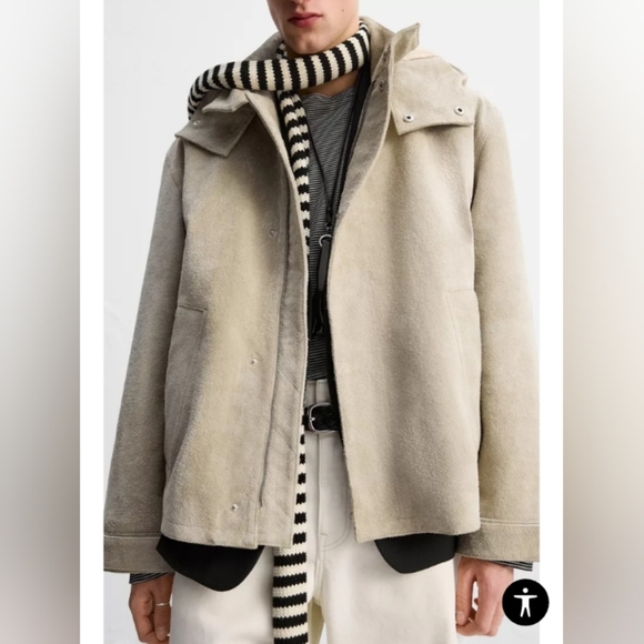 Zara Limited Edition Suede Leather Hooded Jacket - Picture 5 of 6